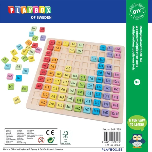 Gangetabell PLAYBOX i tre