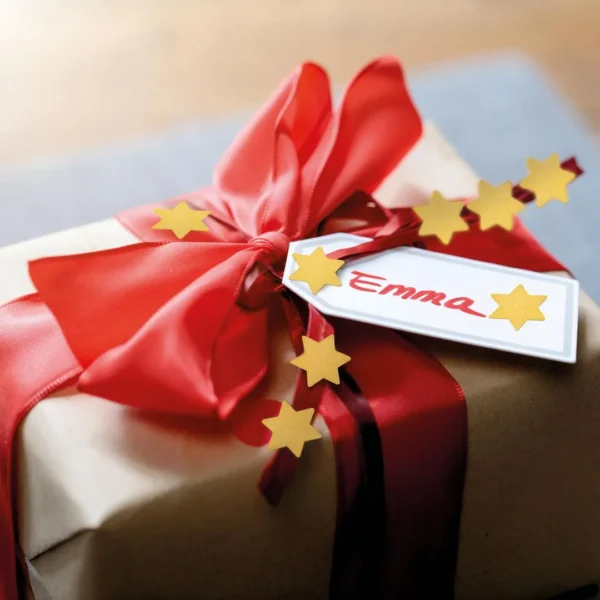 Etikett AVERY dekor gullstjerner (2)