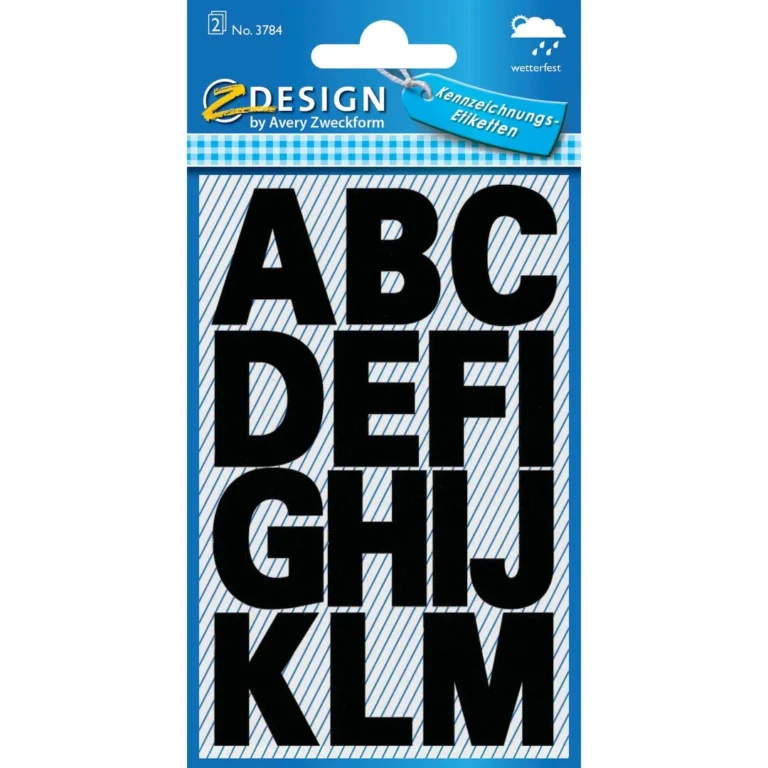Etikett AVERY bokstav 25mm A-Z sort