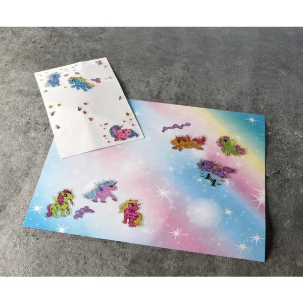 Etikett AVERY dekor enhjørninger