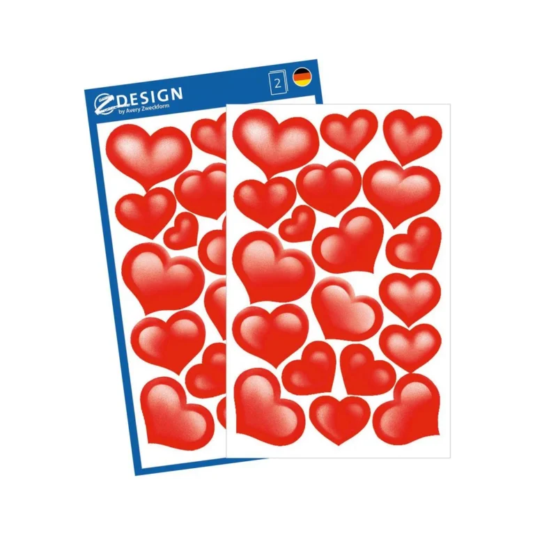 Etikett AVERY dekor hjerter glitter (2)