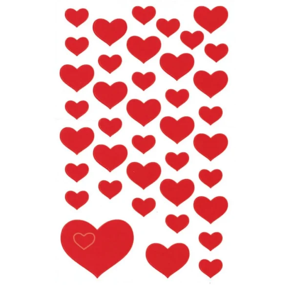 Etikett AVERY dekor røde hjerter (3)