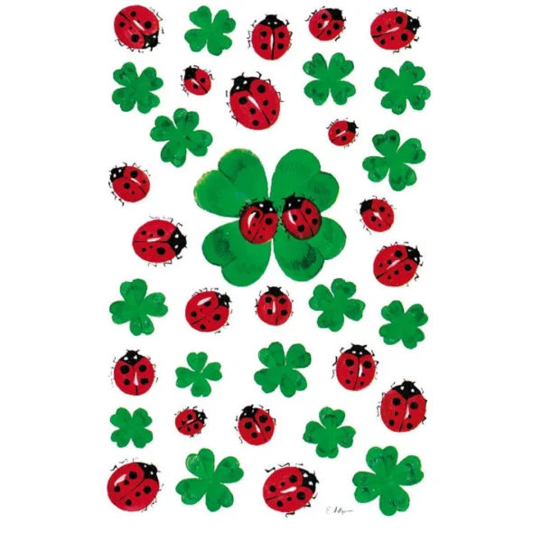 Etikett AVERY dekor kløver marihøne (3)