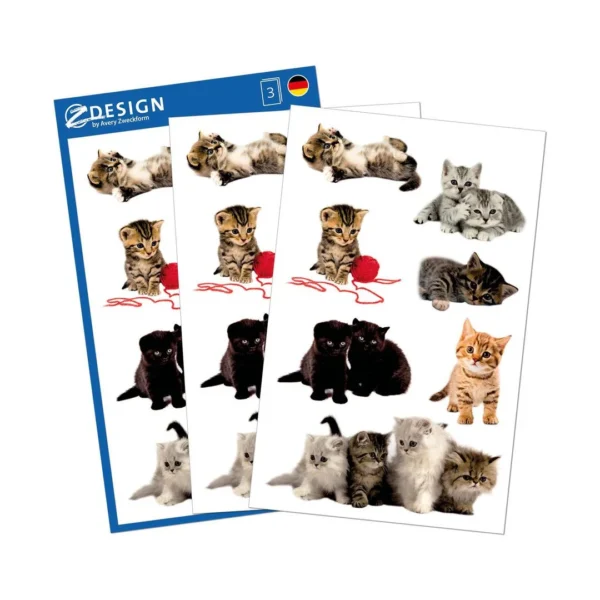 Etikett AVERY dekor søte kattunger (3)
