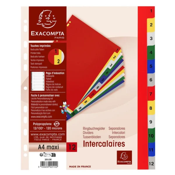 Register EXACOMPTA A4+ 1-12 assortert