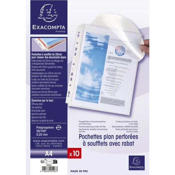 Plastlomme EXACOMPTA A4 ekspan topp (10)