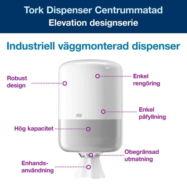 Dispenser TORK senterrull M2 hvit