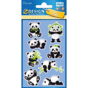 Etikett AVERY dekor pandaer