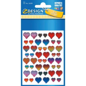 Etikett AVERY dekor hjerter assortert