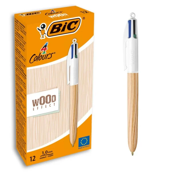 Kulepenn BIC 4 farger 1,0 wood assortert