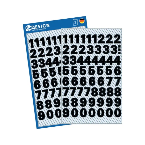 Etikett AVERY tall 9,5mm 0-9 sort