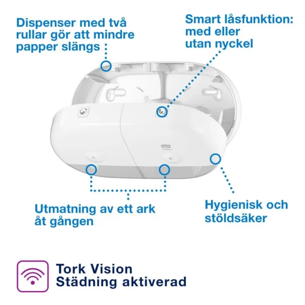 Dispenser TORK Smart mini toa twinT9hvit