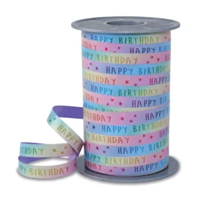 Gavebånd 200mx10mm RAINBOW bursdag