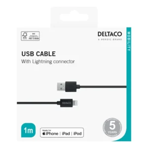 Kabel DELTACO USB-A til Lightning 1m Sor