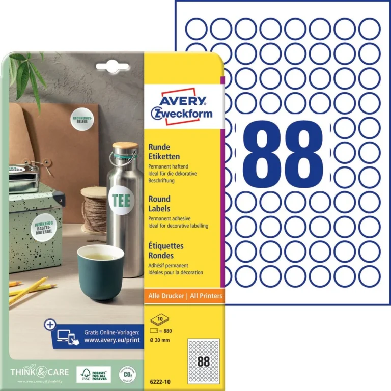 Etikett AVERY rund ø20mm (880) - Bilde 4