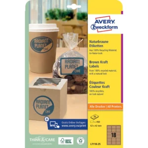 Etikett AVERY 62x42mm brun (450)