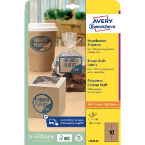 Etikett AVERY 105x57mm brun (250)