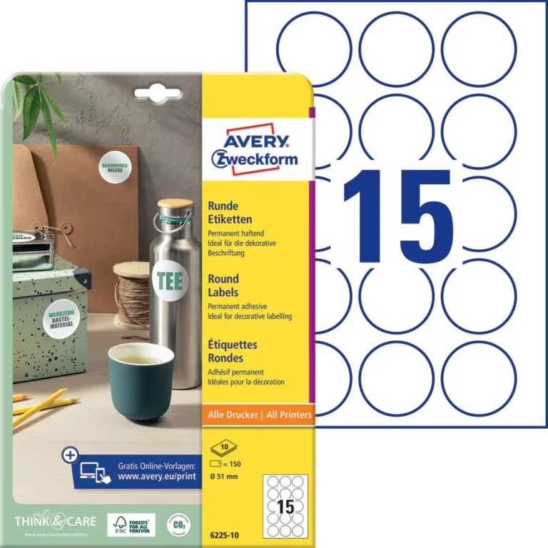 Etikett AVERY rund ø51mm (150) - Bilde 4