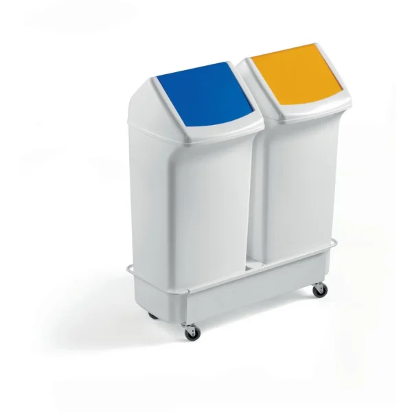 Vogn DURABLE for 2stk avf.beh. 40L hvit