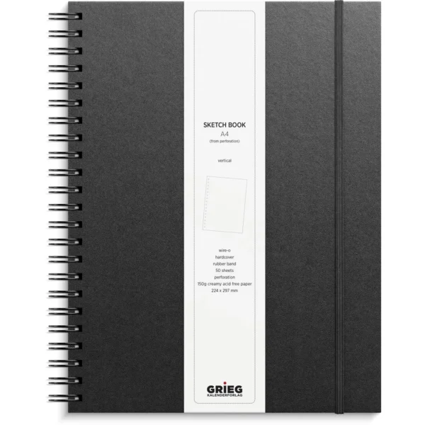 Skissebok GRIEG A4 stående sort