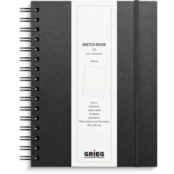 Skissebok GRIEG A5 stående sort