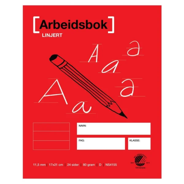 Arbeidsbok 17x21 80g 11,5mm linjert