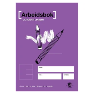 Arbeidsbok A4 80g 17mm ulinjert/linjert