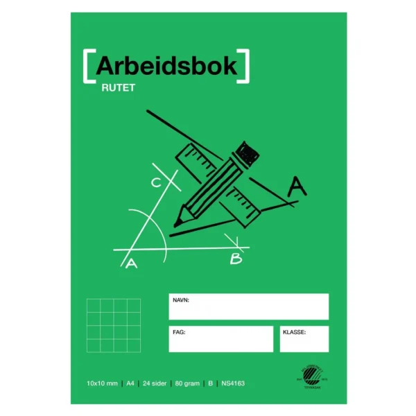 Arbeidsbok A4 80g 10x10 rutet