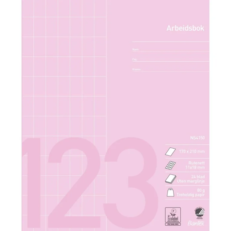 Arbeidsbok BANTEX 17x21 80g 11x18 rutet