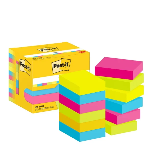 Notatblokk POST-IT 38x51 Energetic (12)