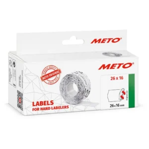 Prisetikett METO 26x16 hvit perman. (6)