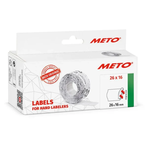 Prisetikett METO 26x16 hvit perman. (6)
