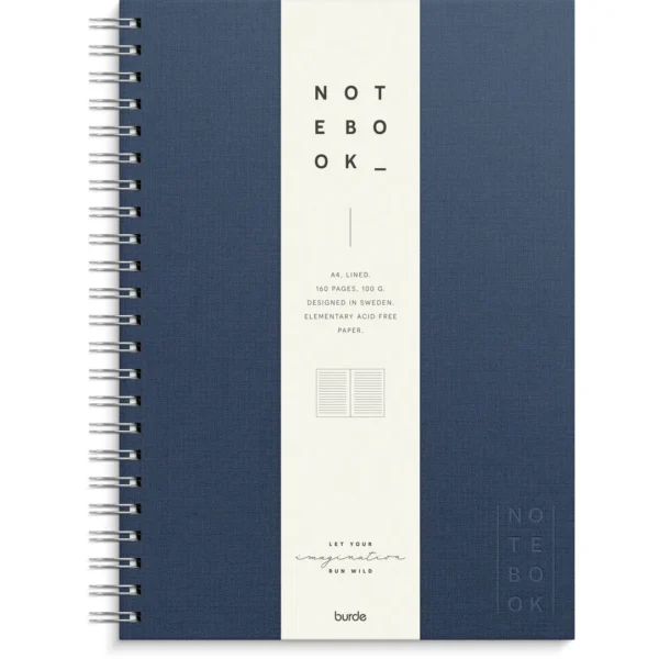 Spiralbok BURDE A4 linjert mørk blå
