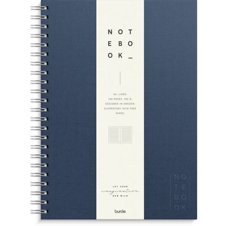 Spiralbok BURDE A4 linjert mørk blå