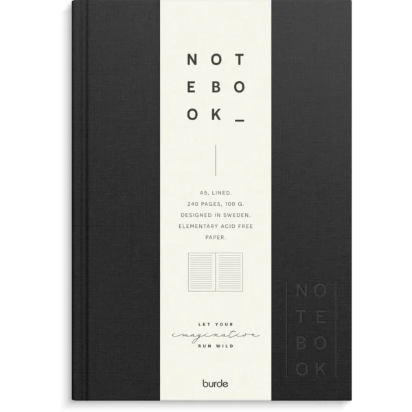 Skrivebok BURDE A5 linjer sort