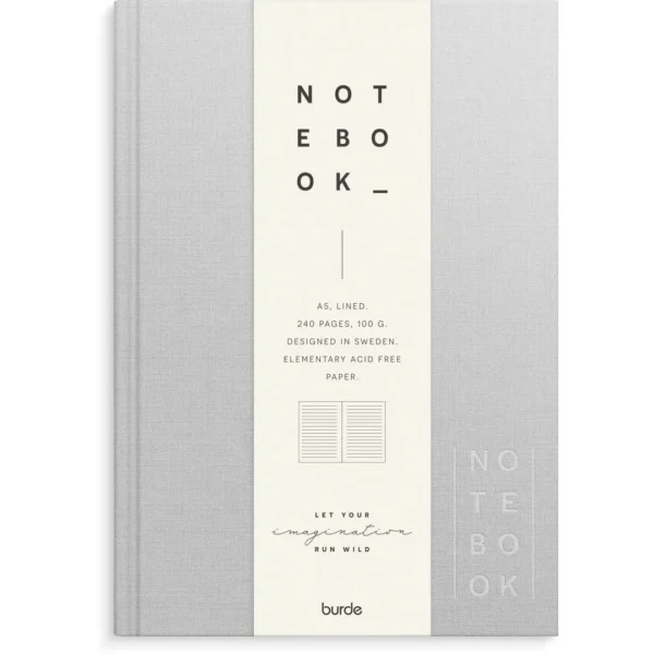 Skrivebok BURDE A5 linjer lys grå