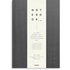 Skrivebok BURDE A5 linjer mørk grå