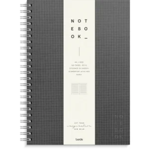 Spiralbok BURDE A4 linjert mørk grå