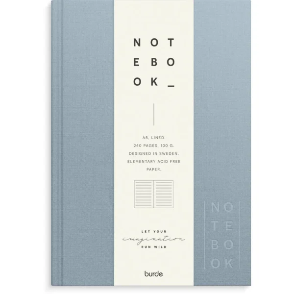 Skrivebok BURDE A5 linjer lys blå