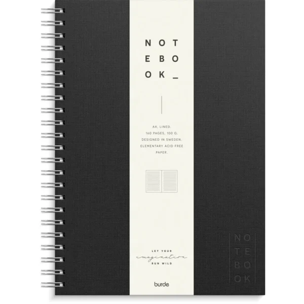 Spiralbok BURDE A4 linjert sort