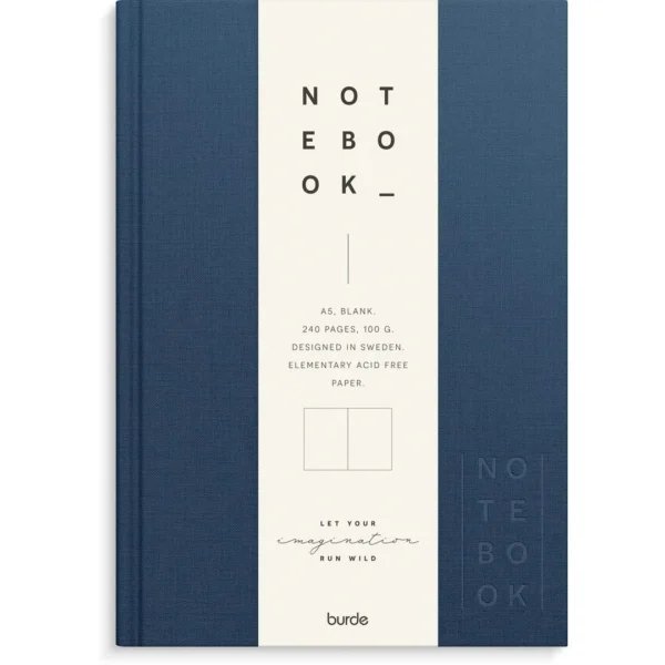 Skrivebok BURDE A5 ulinjert mørk blå