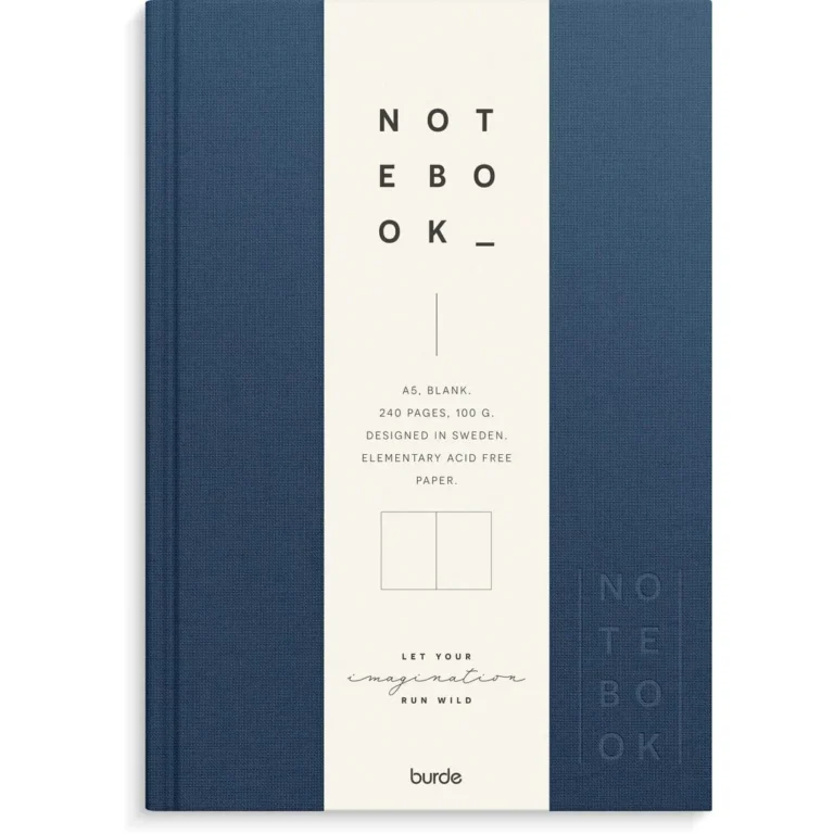 Skrivebok BURDE A5 ulinjert mørk blå