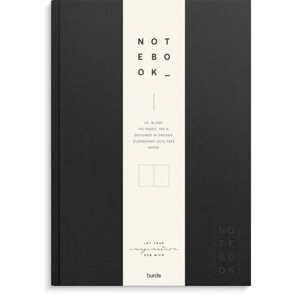 Skrivebok BURDE A4 ulinjert sort