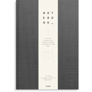 Skrivebok BURDE A4 ulinjert mørk grå