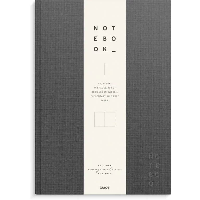 Skrivebok BURDE A4 ulinjert mørk grå