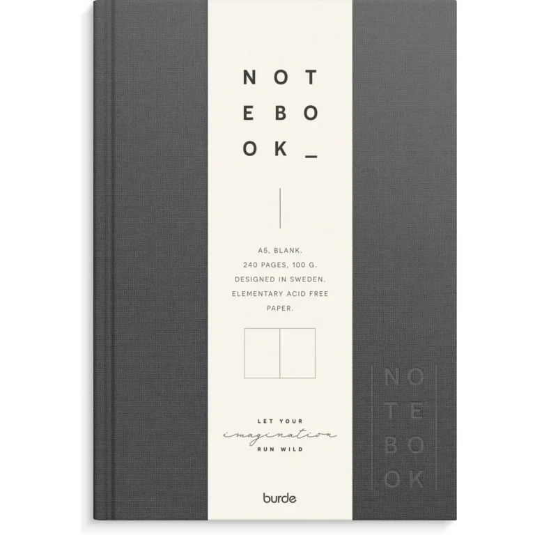 Skrivebok BURDE A5 ulinjert mørk grå