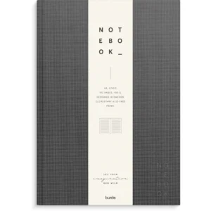 Skrivebok BURDE A4 linjer mørk grå