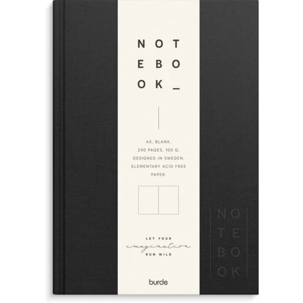 Skrivebok BURDE A5 ulinjert sort