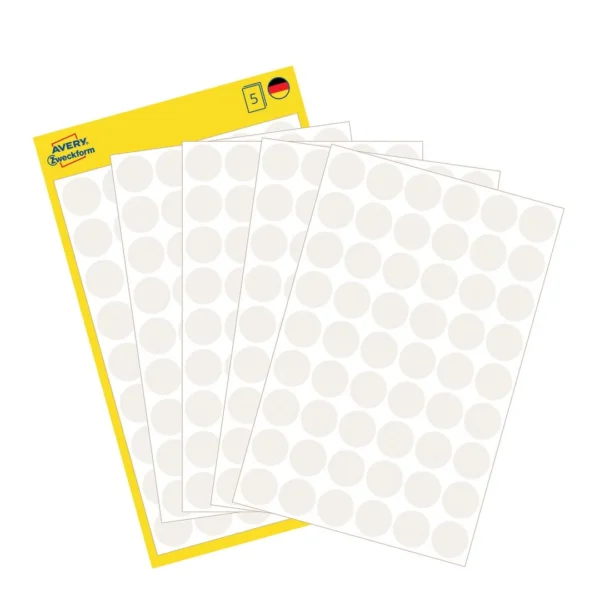 Etikett AVERY manuell ø12mm hvit (270)