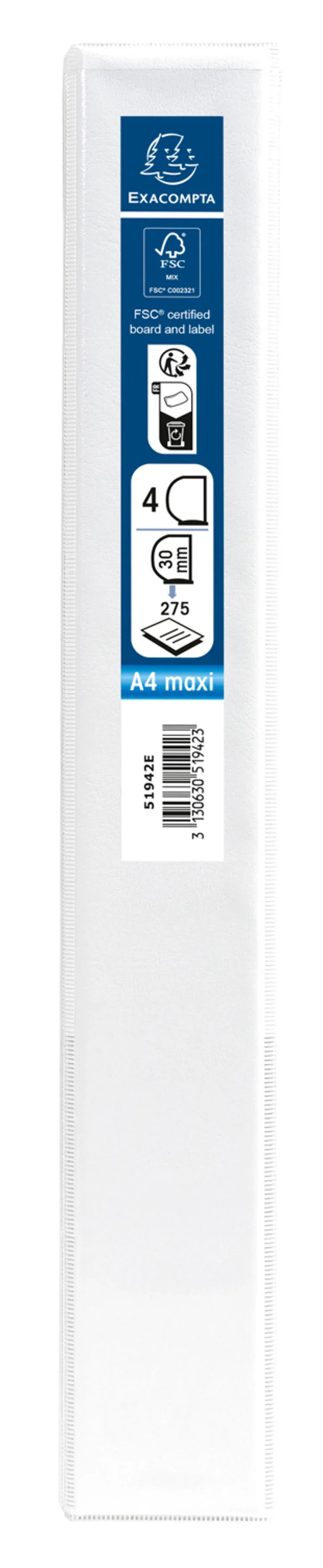 Innstikkperm EXACOMPTA A4+4D 30/47mm hvi - Bilde 5